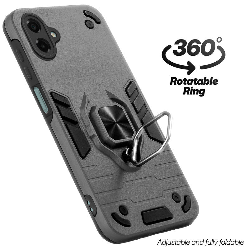 Dual layer shockproof back cover with 360° rotatable ring grip for Samsung A07 5G