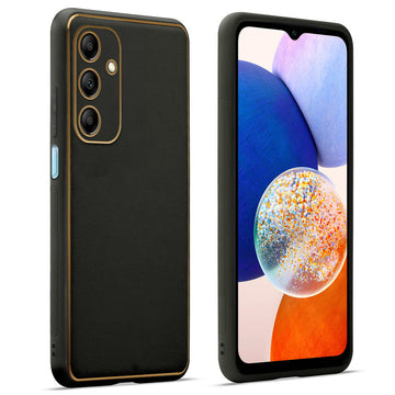 Premium Leather Texture Case with Gold Electroplated Border for Samsung A14 5G
