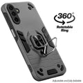 Dual layer shockproof back cover with 360° rotatable ring grip for Samsung A17 5G