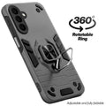 Dual layer shockproof back cover with 360° rotatable ring grip for Samsung A27 5G