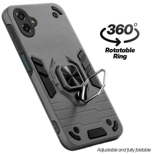 Dual layer shockproof back cover with 360° rotatable ring grip for Samsung F07