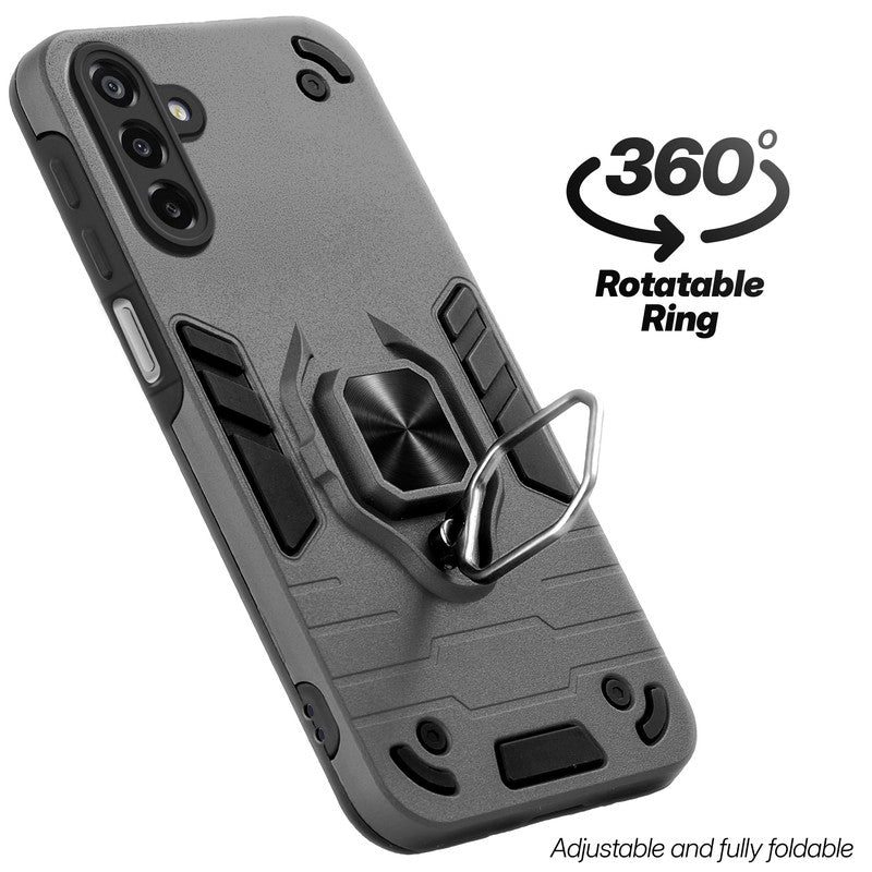Dual layer shockproof back cover with 360° rotatable ring grip for Samsung F17 5G