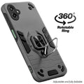 Dual layer shockproof back cover with 360° rotatable ring grip for Samsung F70e 5G