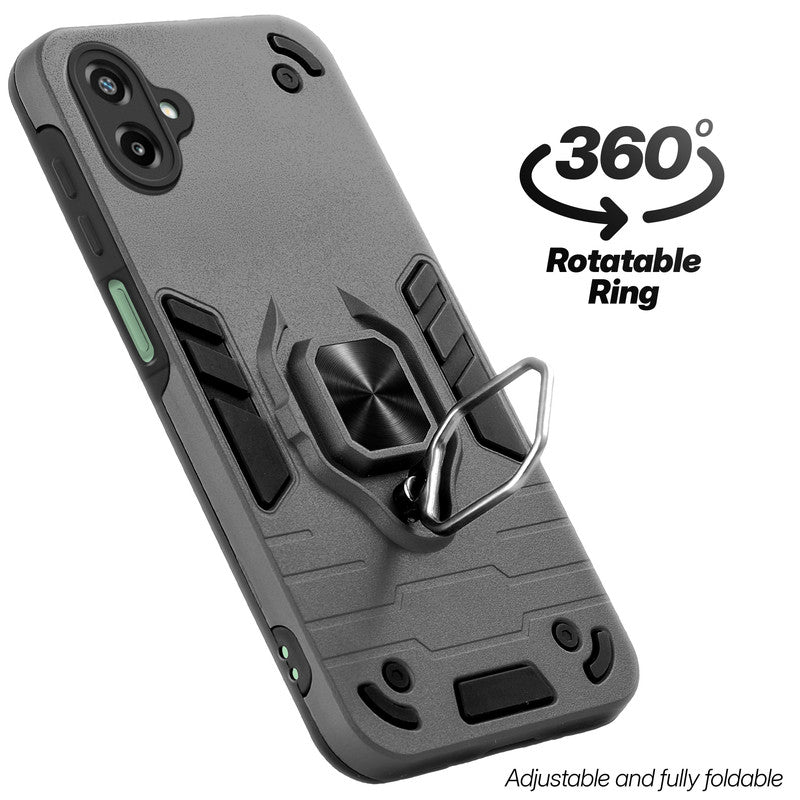 Dual layer shockproof back cover with 360° rotatable ring grip for Samsung F70e 5G