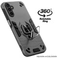 Dual layer shockproof back cover with 360° rotatable ring grip for Samsung M17 5G