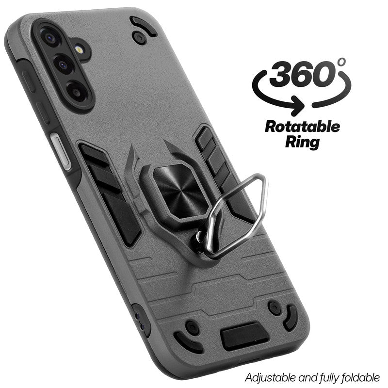 Dual layer shockproof back cover with 360° rotatable ring grip for Samsung M17 5G