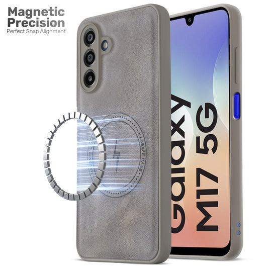 Refined PU Leather Case for Samsung M17 5G , with Support for MagSafe & Wireless Accessories