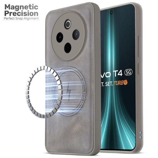 Refined PU Leather Case for Vivo T4 5G , with Support for MagSafe & Wireless Accessories