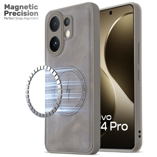 Refined PU Leather Case for Vivo T4 Pro 5G , with Support for MagSafe & Wireless Accessories