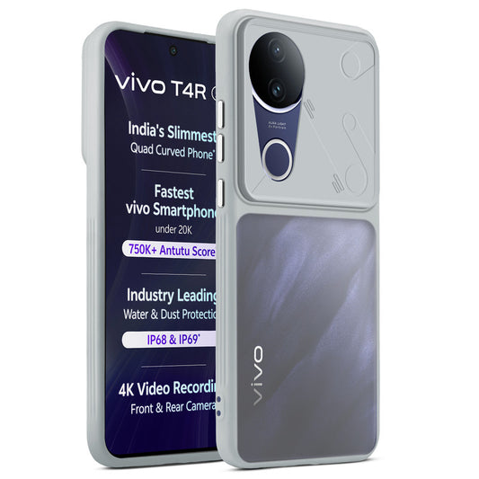 Premium Frosted Back Cover with Textured Camera Design & Metal-Look Buttons for Vivo T4R 5G