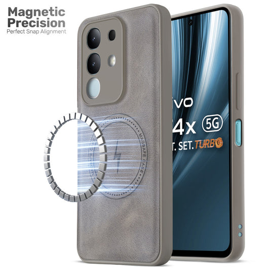 Refined PU Leather Case for Vivo T4x 5G , with Support for MagSafe & Wireless Accessories