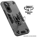 Dual layer shockproof back cover with 360° rotatable ring grip for Vivo T5 Pro 5G
