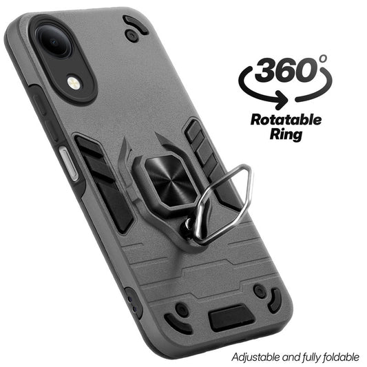 Dual layer shockproof back cover with 360° rotatable ring grip for Vivo T5e 5G