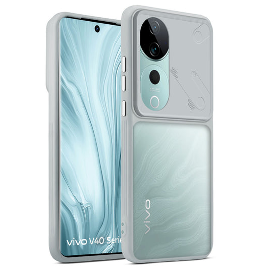 Premium Frosted Back Cover with Textured Camera Design & Metal-Look Buttons for Vivo V40 5G