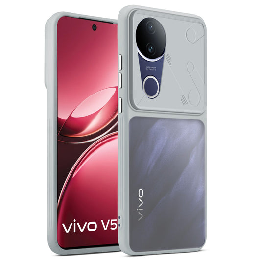 Premium Frosted Back Cover with Textured Camera Design & Metal-Look Buttons for Vivo V50 5G