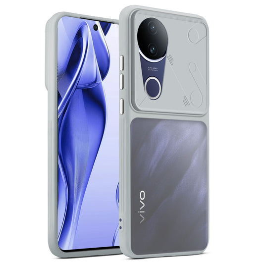 Premium Frosted Back Cover with Textured Camera Design & Metal-Look Buttons for Vivo V50e 5G