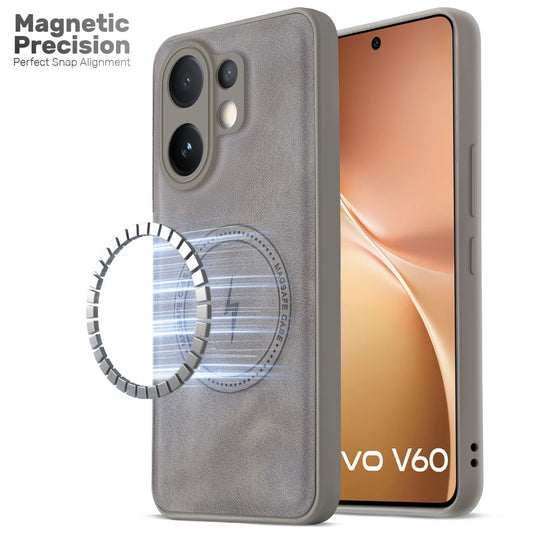 Refined PU Leather Case for Vivo V60 5G , with Support for MagSafe & Wireless Accessories