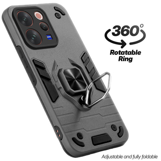 Dual layer shockproof back cover with 360° rotatable ring grip for Vivo V70 Elite 5G