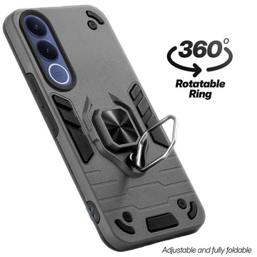 Dual Layer Shockproof Back Cover with 360° Rotatable Ring Grip & Impact Resistant Frame for Vivo V70 FE 5G