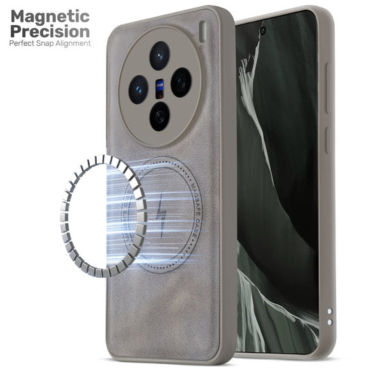 Refined PU Leather Case for Vivo X200 5G , with Support for MagSafe & Wireless Accessories