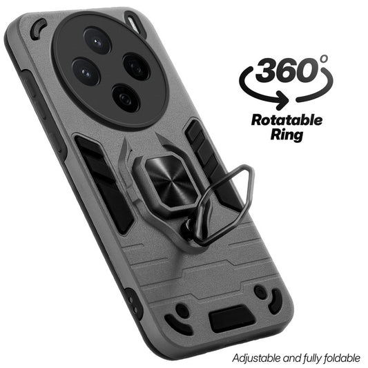 Dual layer shockproof back cover with 360° rotatable ring grip for Vivo X200T 5G