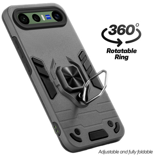 Dual layer shockproof back cover with 360° rotatable ring grip for Vivo X300 FE 5G