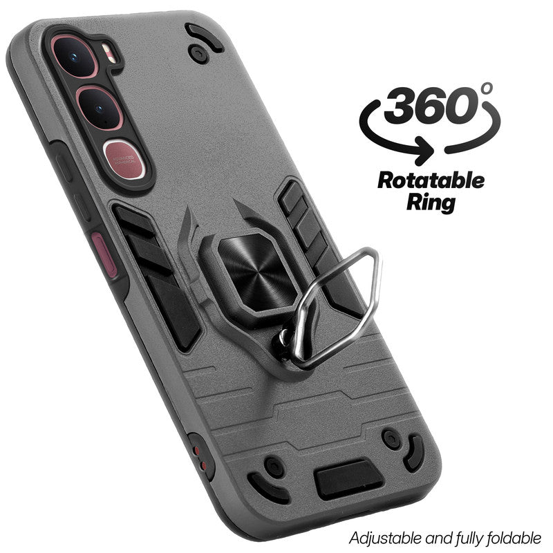 Dual layer shockproof back cover with 360° rotatable ring grip for Vivo Y31 5G