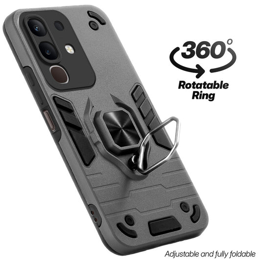 Dual layer shockproof back cover with 360° rotatable ring grip for Vivo Y31 Pro 5G