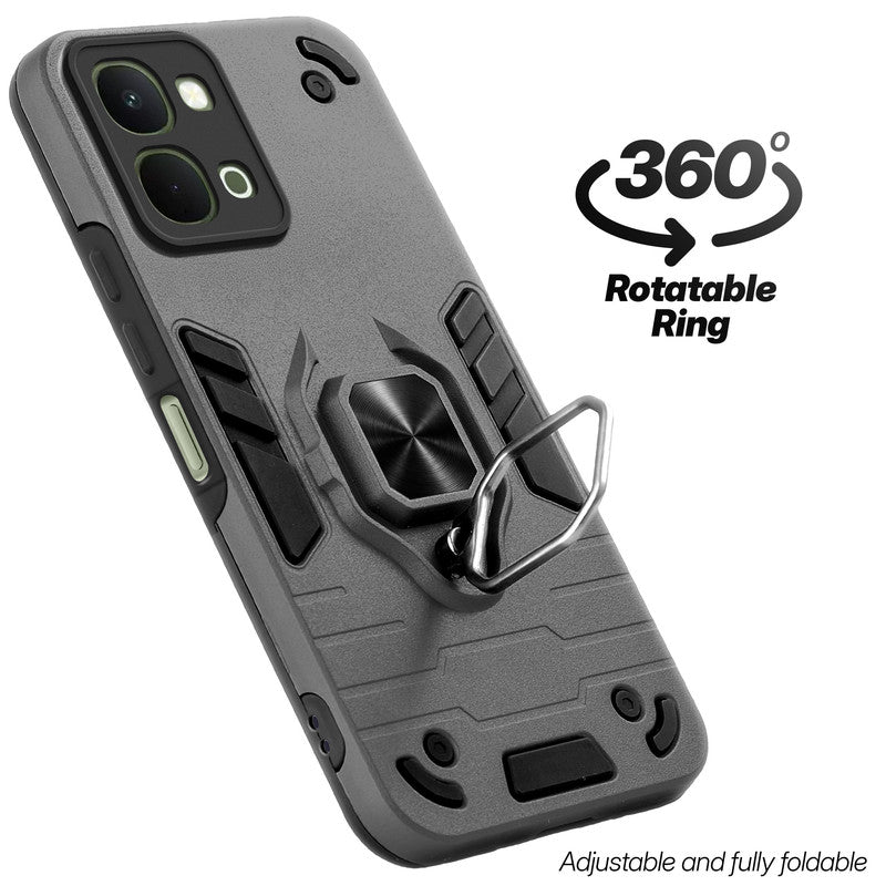 Dual layer shockproof back cover with 360° rotatable ring grip for Vivo Y51 Pro 5G