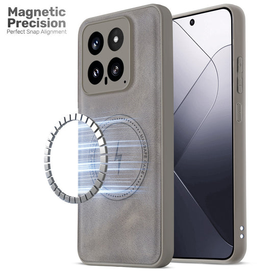 Refined PU Leather Case for Xiaomi 14 5G , with Support for MagSafe & Wireless Accessories