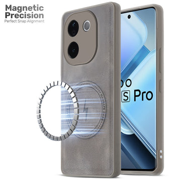 Refined PU Leather Case for iQOO Z9s Pro 5G , with Support for MagSafe & Wireless Accessories
