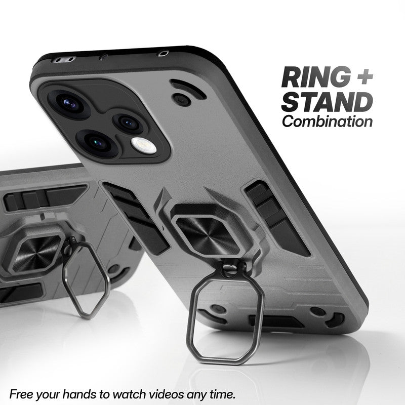 Oppo Reno 15 5G case with foldable ring stand for hands-free viewing in kickstand position