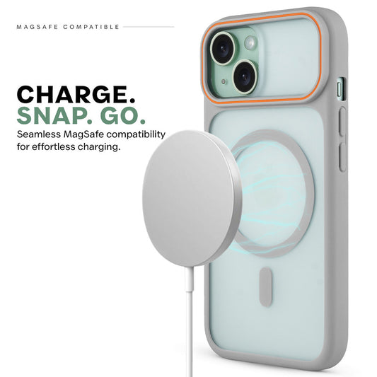 Premium MagSafe Case for Apple iPhone 15 with Frosted Back, Soft Silicone Edges & Raised Camera Protection
