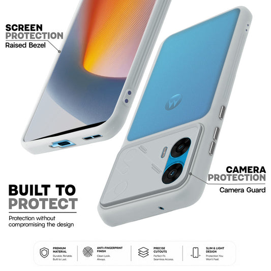 Premium Frosted Back Cover with Textured Camera Design & Metal-Look Buttons for Motorola Moto Edge 50 Fusion 5G