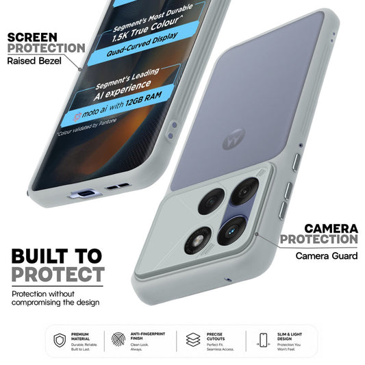 Premium Frosted Back Cover with Textured Camera Design & Metal-Look Buttons for Motorola Moto Edge 60 5G