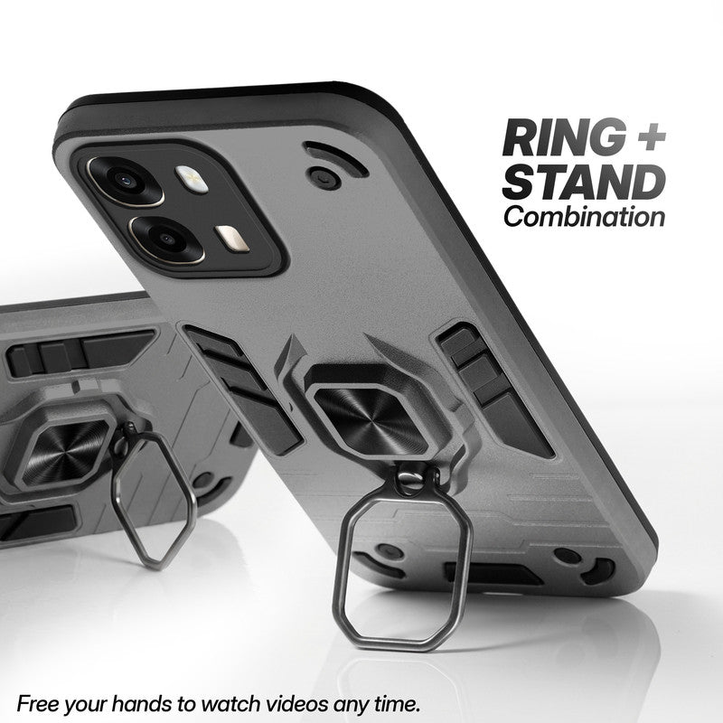 Oppo A6 Pro 5G case with foldable ring stand for hands-free viewing in kickstand position