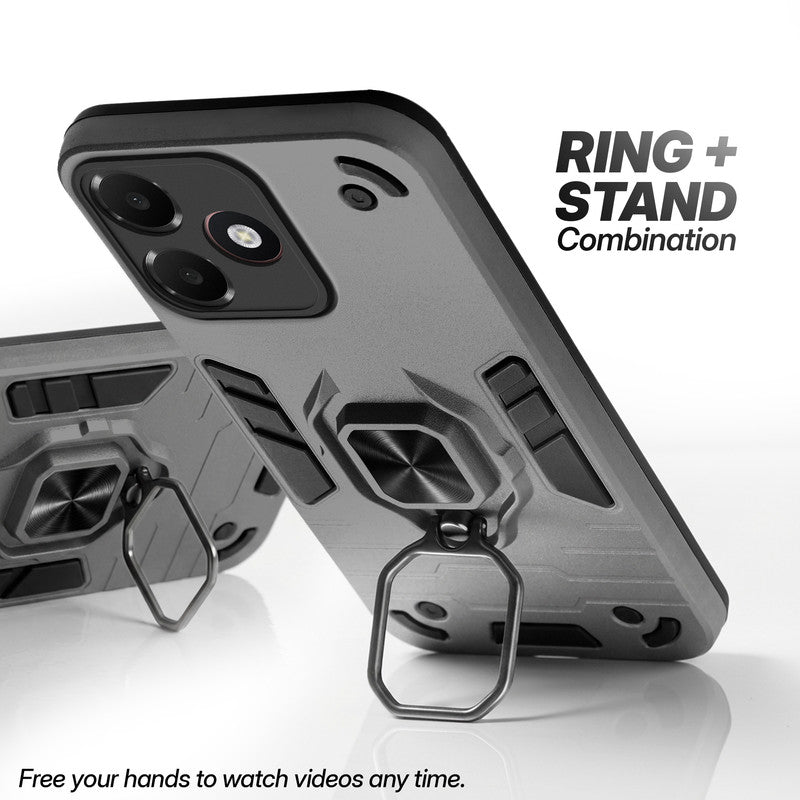 Oppo A6C 4G case with foldable ring stand for hands-free viewing in kickstand position