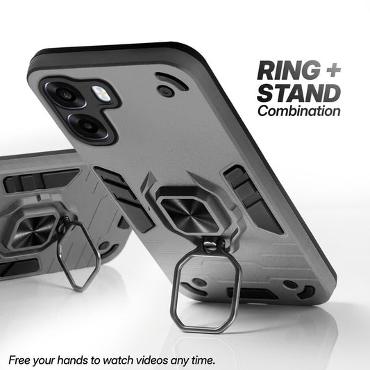 Oppo A6s 5G case with foldable ring stand for hands-free viewing in kickstand position