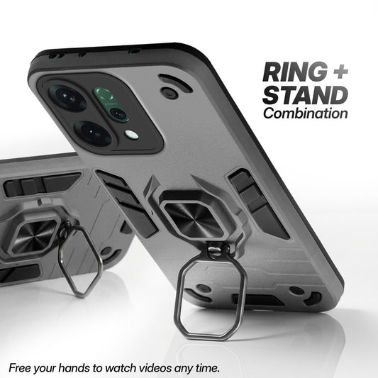 Oppo Reno 14 5G case with foldable ring stand for hands-free viewing in kickstand position
