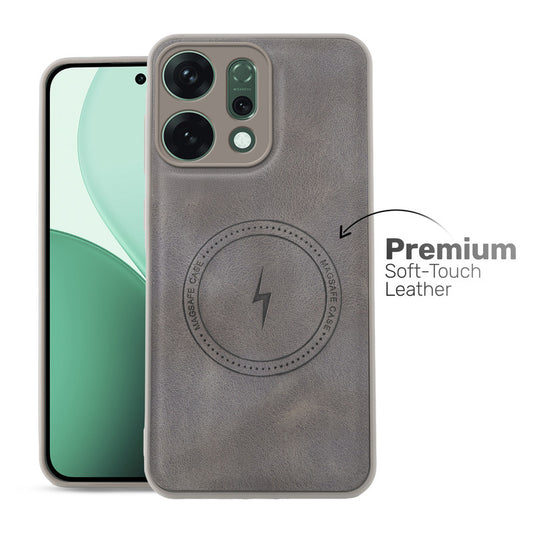 Refined PU Leather Case for Oppo Reno 14 5G , with Support for MagSafe & Wireless Accessories