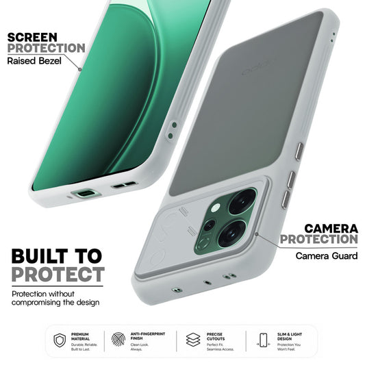 Premium Frosted Back Cover with Textured Camera Design & Metal-Look Buttons for Oppo Reno 14 5G