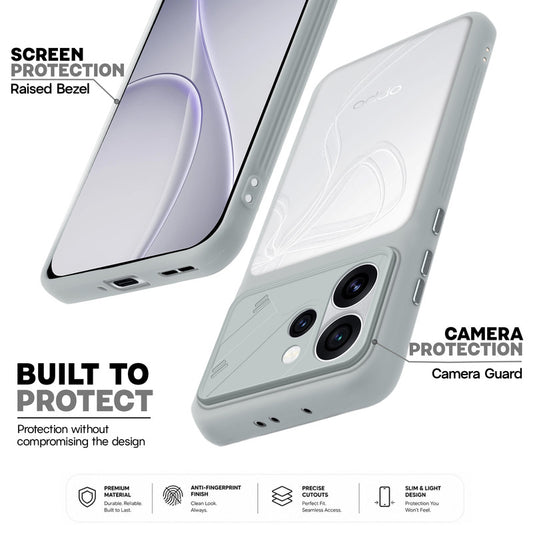 Premium Frosted Back Cover with Textured Camera Design & Metal-Look Buttons for Oppo Reno 15 Pro Mini 5G