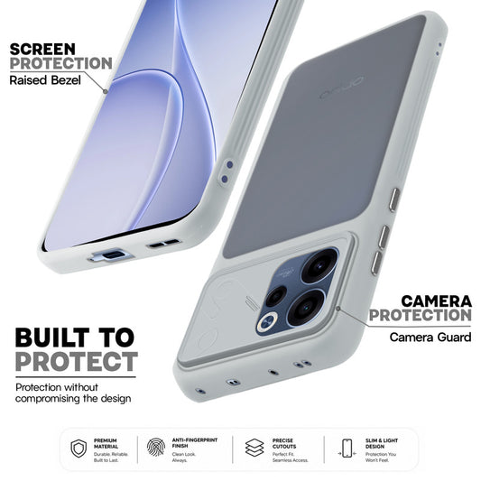 Premium Frosted Back Cover with Textured Camera Design & Metal-Look Buttons for Oppo Reno 15C 5G