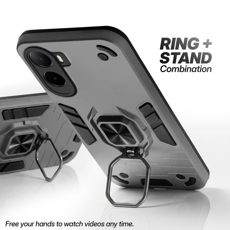 Poco C85x 5G case with foldable ring stand for hands-free viewing in kickstand position