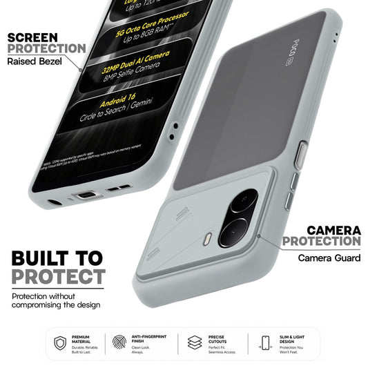 Premium Frosted Back Cover with Textured Camera Design & Metal-Look Buttons for Poco C85x 5G