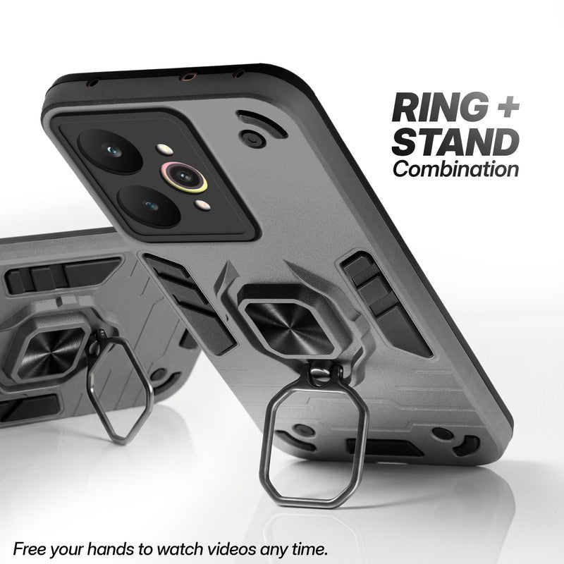 Realme 15 Pro 5G case with foldable ring stand for hands-free viewing in kickstand position