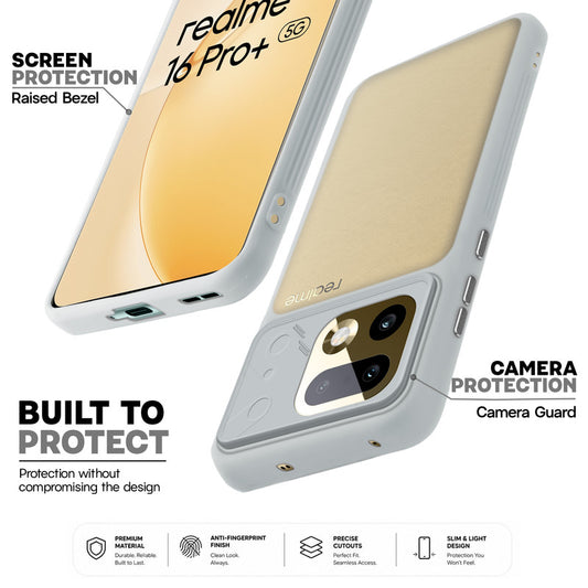 Premium Frosted Back Cover with Textured Camera Design & Metal-Look Buttons for Realme 16 Pro 5G