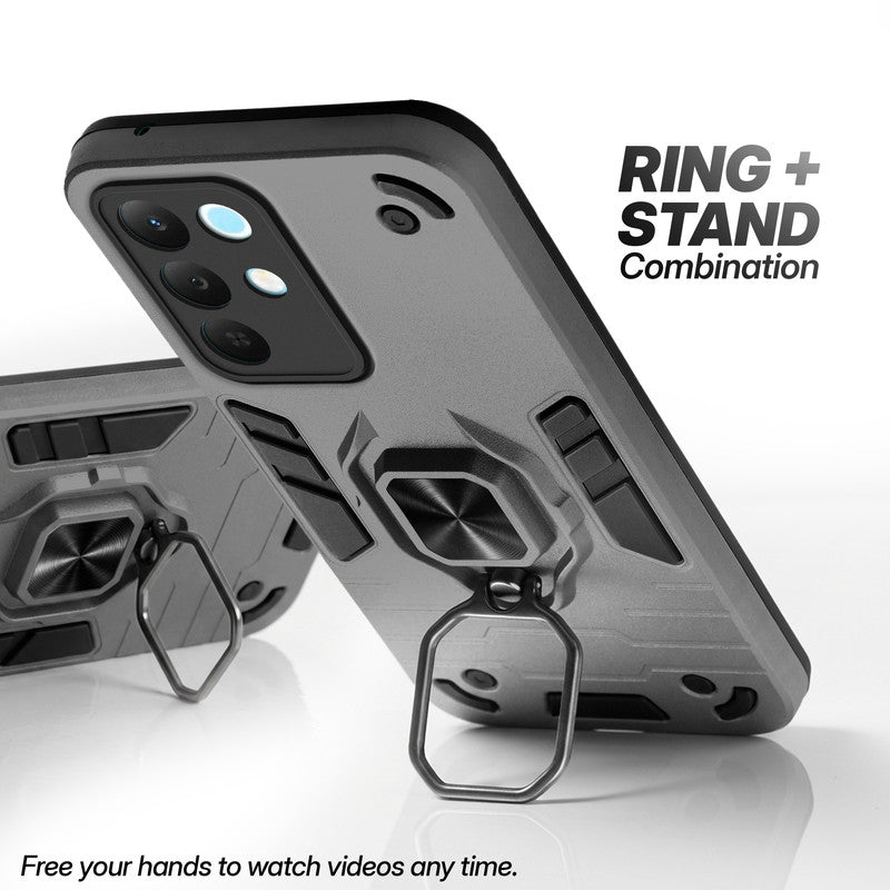 Realme Narzo 90x 5G case with foldable ring stand for hands-free viewing in kickstand position
