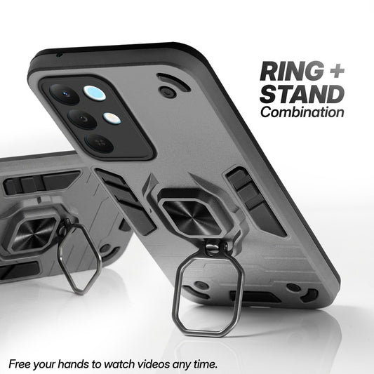Realme Narzo 90x 5G case with foldable ring stand for hands-free viewing in kickstand position