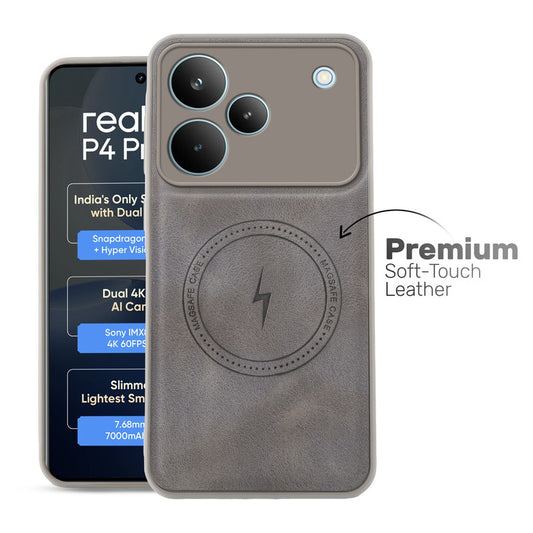 Refined PU Leather Case for Realme P4 Pro 5G , with Support for MagSafe & Wireless Accessories